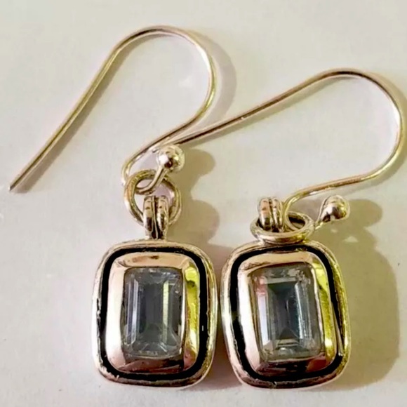 Silver Aquamarine Earrings, Suggested Retail Value $120 - Picture 1 of 2